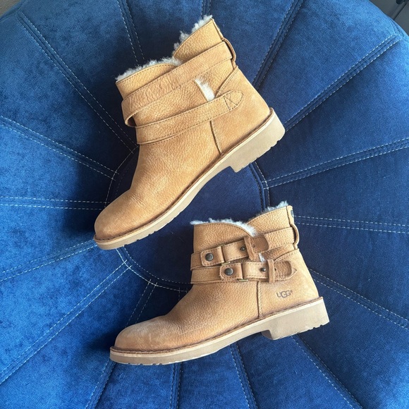 UGG Aliso Ankle Boot, Nubuck Leather, Chestnut, Women’s size 7.5 - Picture 2 of 7